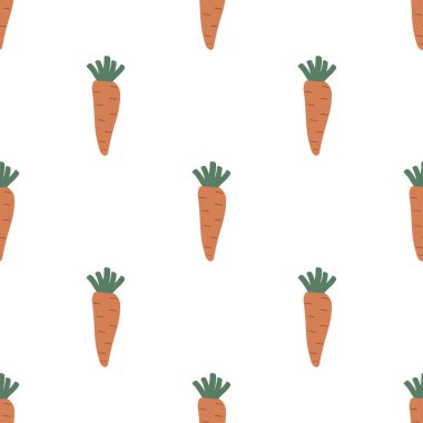 Çizgi film tarzında havuçlu kusursuz desen. Vektör illüstrasyonu.