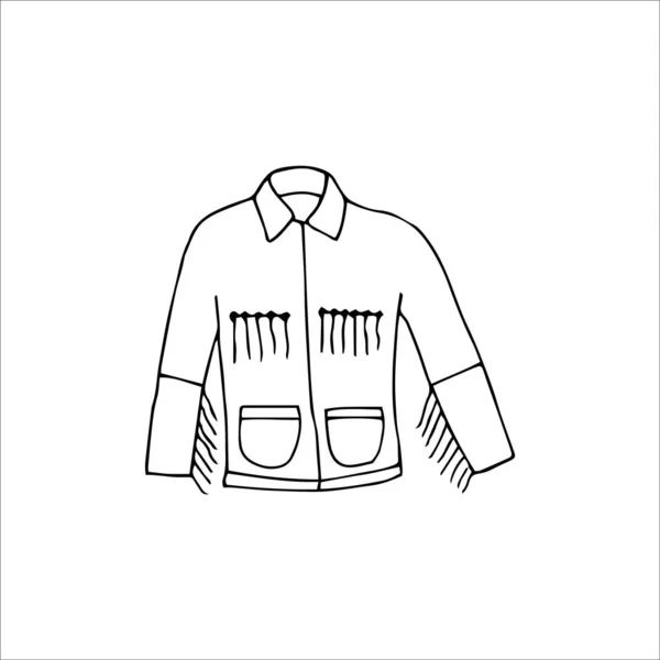 Giacca Cowboy Disegnata Mano Isolata Sfondo Bianco Illustrazione Vettoriale Stile — Vettoriale Stock