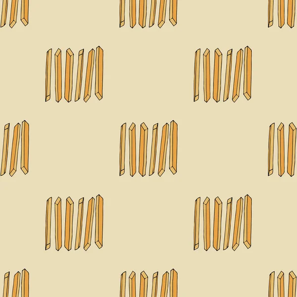 Bratkartoffeln Nahtloses Muster Handgezeichnete Vektorillustration Pommes Doodles Oder Cartoon Stil — Stockvektor