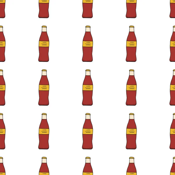 Una Botella Refresco Patrón Sin Costuras Ilustración Vectorial Dibujado Mano — Vector de stock