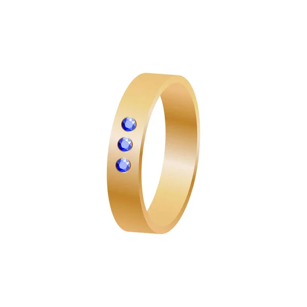 Złoty lub mosiężny pierścień z wielokolorowych kamieni szlachetnych. wektor ilustra — Wektor stockowy