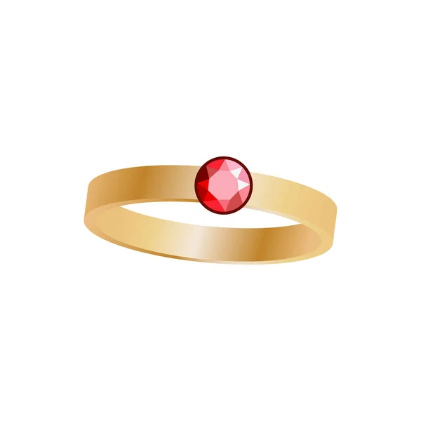 Золотое или медное кольцо с разноцветными драгоценными камнями. векторная иллюстрация — стоковый вектор
