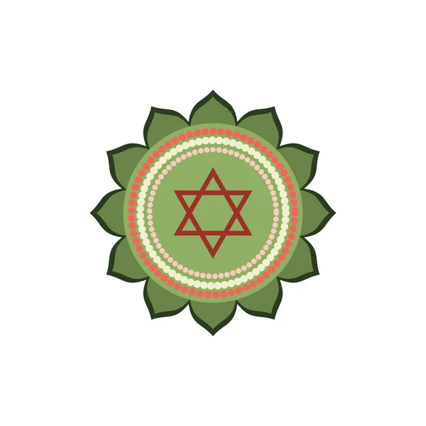 Anahata.Chakra del corazón. Cuarto símbolo Chakra de humano. Vector illu — Vector de stock