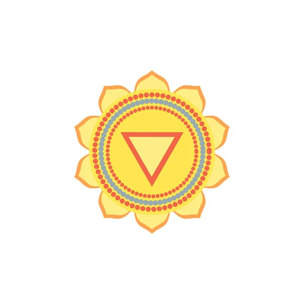 Μανιπούρα. Ηλιακό πλέγμα τσάκρα. Τρίτο Chakra σύμβολο του ανθρώπου. Vec — Διανυσματικό Αρχείο