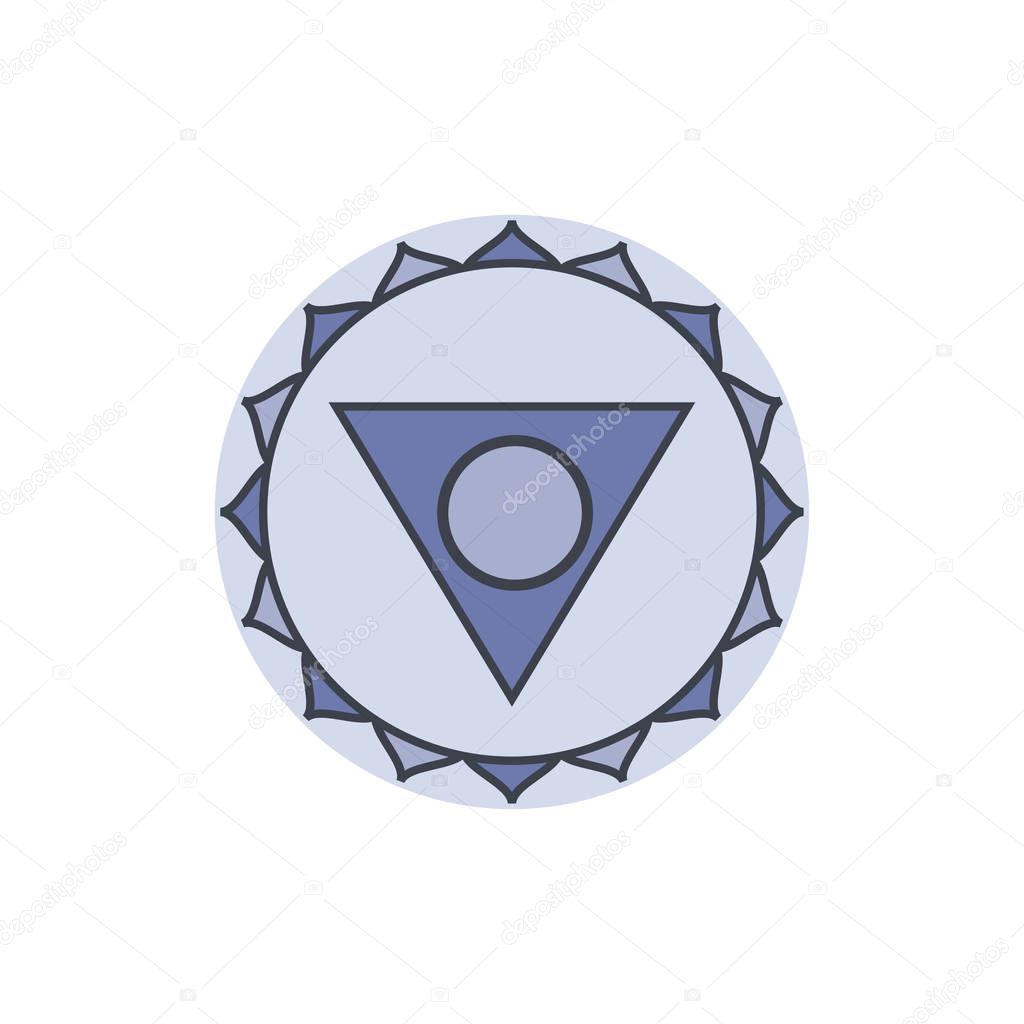 Vishuddha. Chakra de la garganta. Símbolo del quinto chakra humano. Vecto. 2023