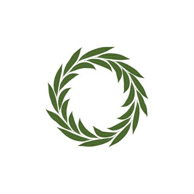 Yeşil defne çelengi. Kazananın çelengi. Beyaz arkaplanda izole edilmiş vektör illüstrasyonu.