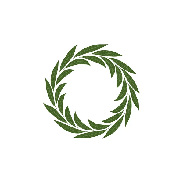 Зелений Лавровий Вінок Вінок Переможця Векторні Ілюстрації Ізольовані Білому Тлі — стоковий вектор