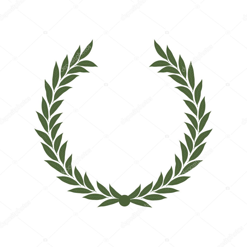 Green laurel wreath. The wreath of the winner. Vector illustrati
