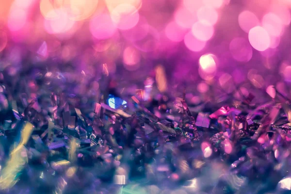 Resumen púrpura azul Bokeh Lights Tinsel fondo — Foto de Stock
