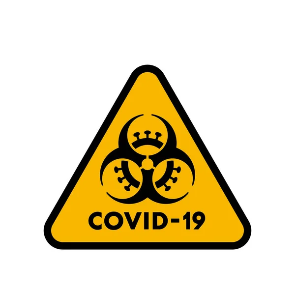 Señal Advertencia Triángulo Combinado Coronavirus Biohazard Covid Señal Precaución Riesgo — Archivo Imágenes Vectoriales