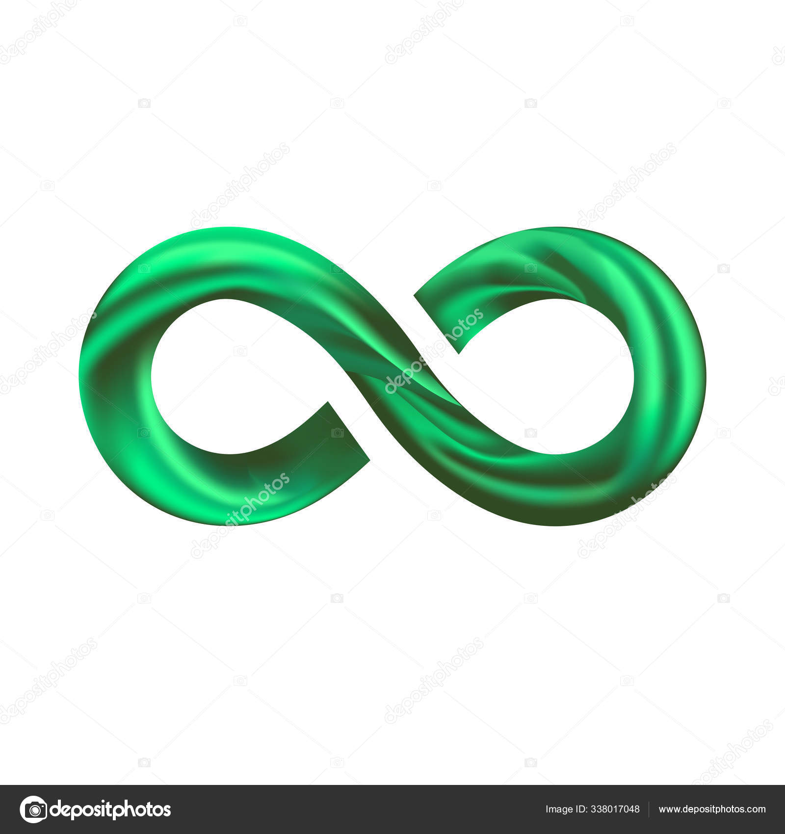 绿色融合swoosh线无限符号 3d卷插图在白色背景上孤立 闪烁着无限的标志 展示的标志 铸币局螺旋形波纹线 图库照片 C Lanasham