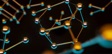 3D çizim. Atom bağlantı kavramı. Abstrack arka plan. Bilim.