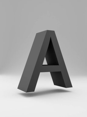 Basit 3d mektup. kalın. Gri arka plan üzerinde siyah.