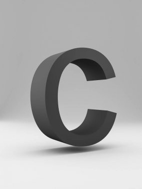 Basit 3d mektup. kalın. Gri arka plan üzerinde siyah.