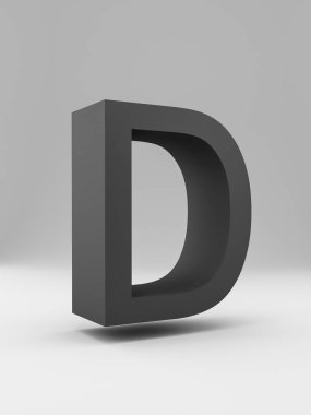 Basit 3d mektup. kalın. Gri arka plan üzerinde siyah.