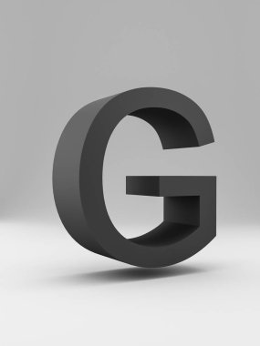 Basit 3d mektup. kalın. Gri arka plan üzerinde siyah.