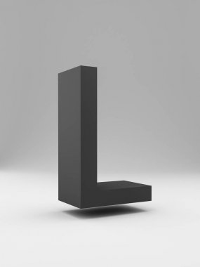 Basit 3d mektup. kalın. Gri arka plan üzerinde siyah.