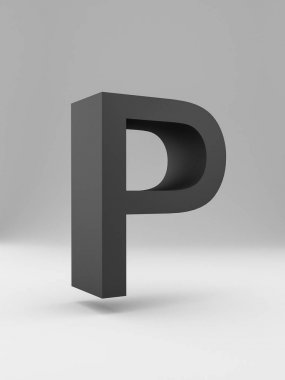 Basit 3d mektup. kalın. Gri arka plan üzerinde siyah.