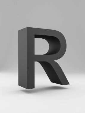 Basit 3d mektup. kalın. Gri arka plan üzerinde siyah.