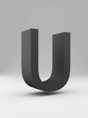 Basit 3d mektup. kalın. Gri arka plan üzerinde siyah.