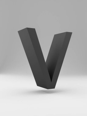 Basit 3d mektup. kalın. Gri arka plan üzerinde siyah.