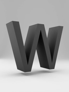 Basit 3d mektup. kalın. Gri arka plan üzerinde siyah.