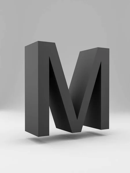 Simple 3d letter. bold. Black on gray background. — Stock Photo, Image