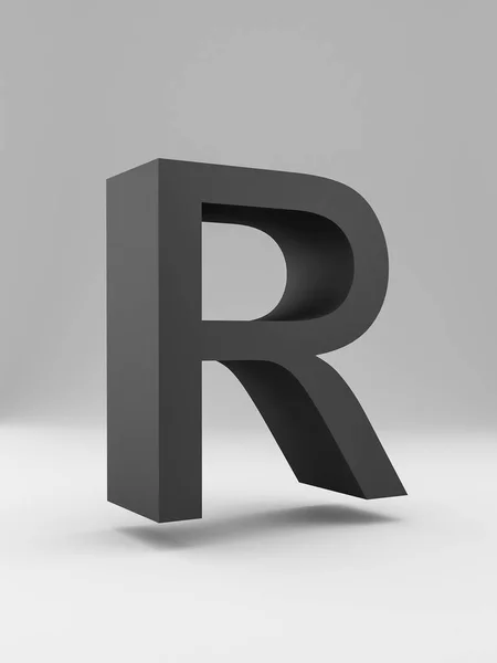 Simple 3d letter. bold. Black on gray background. — Stock Photo, Image