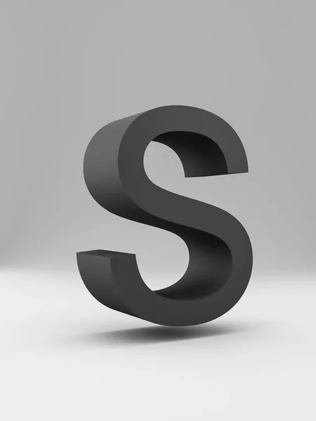 Simple 3d letter. bold. Black on gray background. — Stock Photo, Image