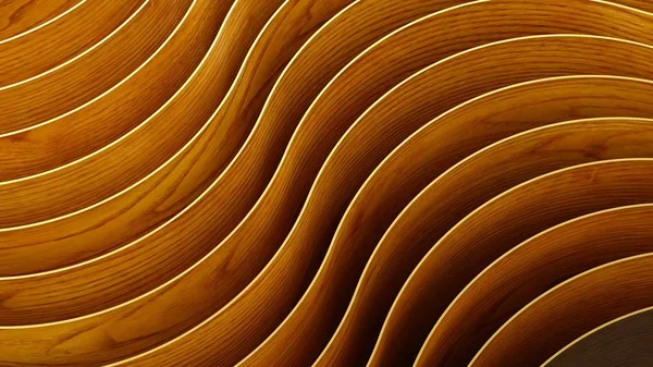 3D-abstracte achtergrond. Houten golven en curven. — Stockfoto