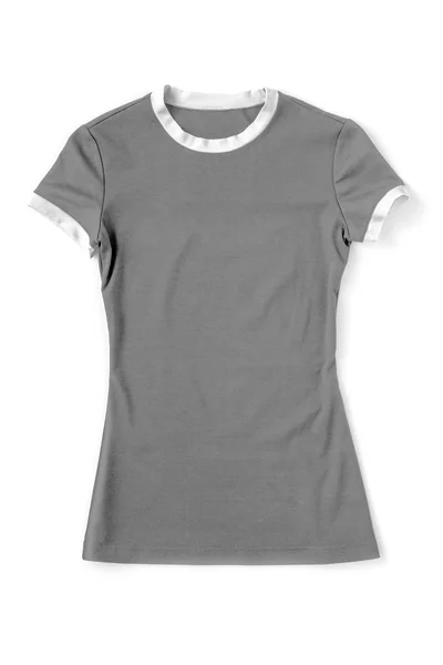 Camiseta gris maqueta sobre fondo blanco —  Fotos de Stock