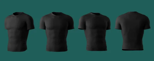 Front, side and back views of t-shirt isolated 3d illustration — Stock Photo, Image