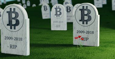Mezarlık bit sikke graves ile. 3D çizim. Bit sikke kavramı daraltın. RIP