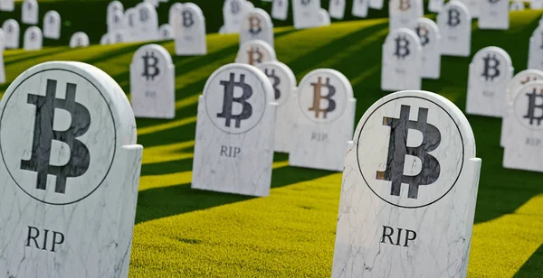 Mezarlık bit sikke graves ile. 3D çizim. Bit sikke kavramı daraltın. RIP