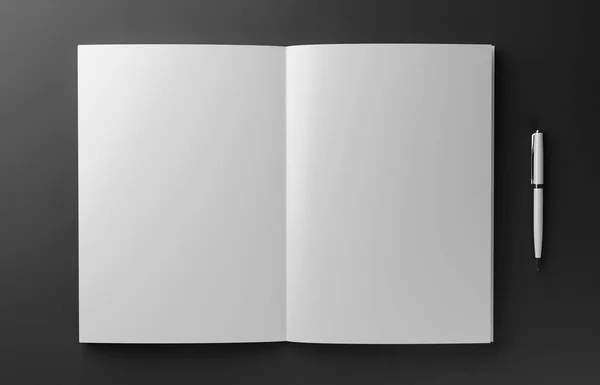 Mockup livro fotorealista em branco isolado em fundo vermelho, ilustração 3D . — Fotografia de Stock