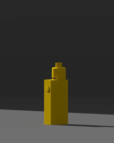 Elegantes cigarrillos electrónicos. Colores negro y amarillo. Cartel de diseño minimalista. Ilustración 3D — Foto de Stock