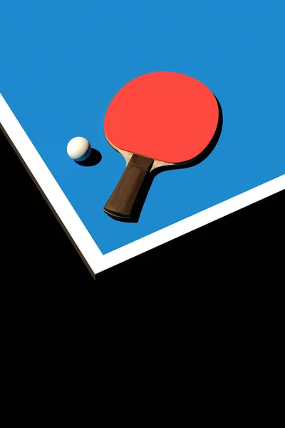 Raqueta de tenis de mesa o ping pong y diseño de póster de torneo de pelota 3d ilustración — Foto de Stock