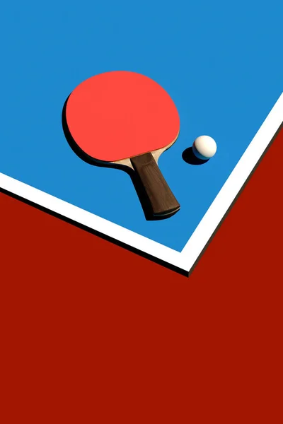 Stolní tenis nebo ping pong raketa a míček turnaj plakát design 3d ilustrace — Stock fotografie