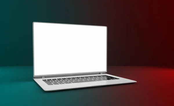 Mackup laptop renkli bir tablo. İzole. 3D çizim. — Stok fotoğraf