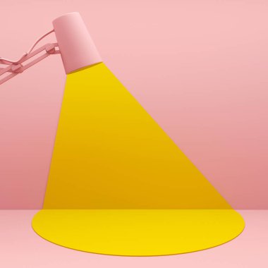 Modern Showcase Geometri renk arkaplanı kavramı ve kaide arkaplanı boş. 3d oluşturma.