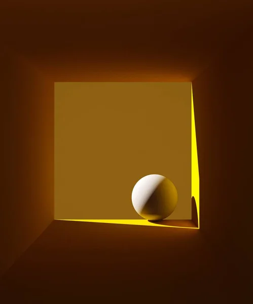 3D ілюстрація Примітивні форми квадратної сфери Абстрактний геометричний фон. Сучасна мінімалістична композиція студії. Футуристична інсталяція . — стокове фото