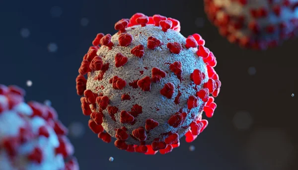 Cellule della malattia focolaio di coronavirus e sfondo influenzale covid-19. Influenza ceppo pericolo casi pandemia rischio per la salute concetto medico. Illustrazione 3D — Foto Stock
