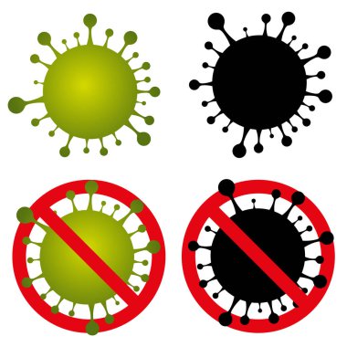 Vektör illüstrasyon konsepti Coronavirus COVID-19. Çin 'den Wuhan virüsü. Karantina aşısı dur işareti