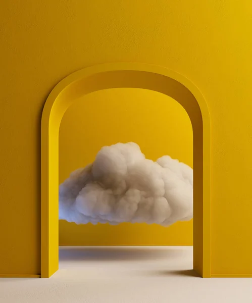 房间里的云彩，神奇的抽象背景墙。3d渲染 — 图库照片