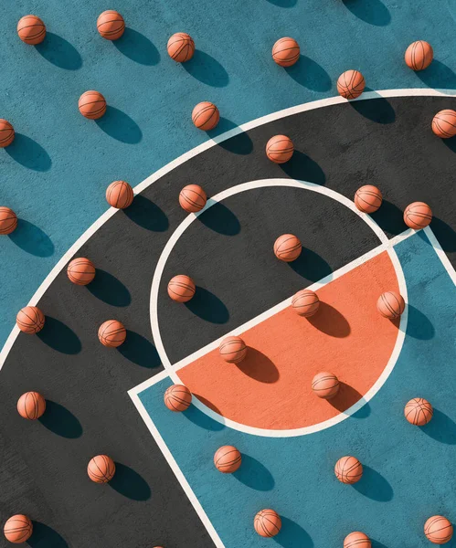 Abstrakt sport geometri sammansättning. Basket domstolen affisch bakgrund. 3D-återgivning. — Stockfoto