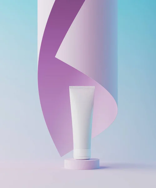 Kozmetik markalaşma ve ambalaj sunumu için minimum arkaplan. Sahne pastel renkleri. 3d illüstrasyon.