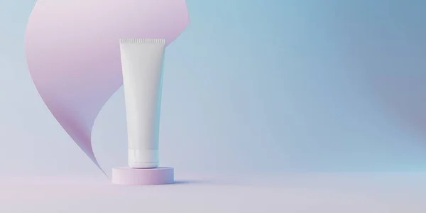 Kozmetik markalaşma ve ambalaj sunumu için minimum arkaplan. Sahne pastel renkleri. 3d illüstrasyon.