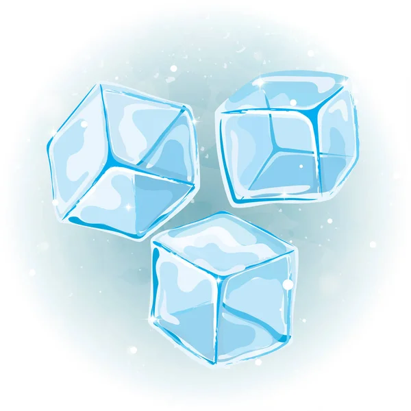 Cubos de hielo vector conjunto sobre fondo de acuarela . — Vector de stock