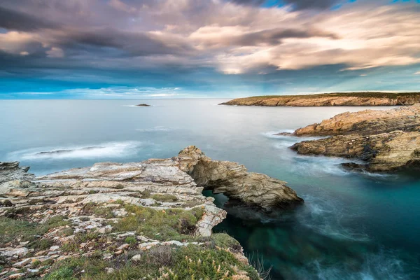 Die Sonnenuntergänge Meer Der Küsten Und Strände Von Galicien Und Stockfoto