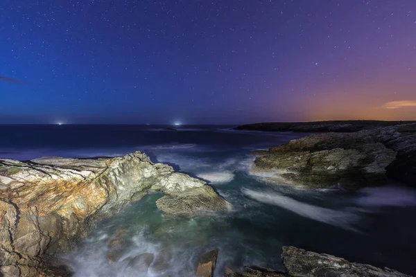 Večer Noci Pobřeží Plážích Galicii Asturii Kde Objevíte Krásy Přírody — Stock fotografie